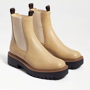 Sam Edelman Womens Size 5.5M Laguna Chelsea Ankle Boots Sesame Leather NEW FLAW